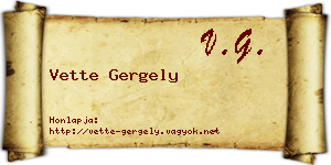 Vette Gergely névjegykártya